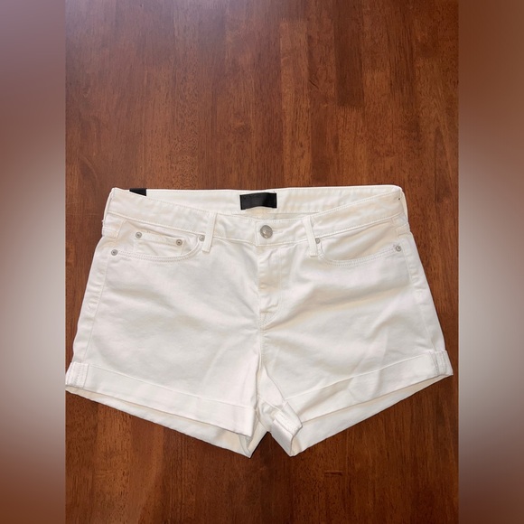 Vince White Denim Skinny Rolled Hem Shorts Mid Rise Summer Casual Chic Sz 30 - Picture 2 of 8